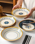 4 Pratos de Cerâmica em Relevo Design Japonês para Mesa Posta
