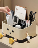 Caixa de Armazenamento de Mesa Multifuncional com Divisórias e Adesivo