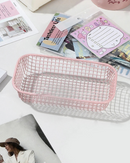 Cesta de Armazenamento de Mesa em Metal Organizador para Escritório e Casa