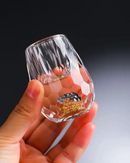 Conjunto 6 Copos Cristal Vidro com Folha de Ouro