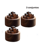 Conjunto de Difusores de Óleo Essencial em Madeira Noz Aromaterapia e Decoração