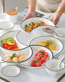 Conjunto de Louça de Cerâmica Formato Lua com 5 Peças