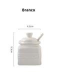 Conjunto de Potes de Cerâmica com Colher Armazenamento de Temperos Mel e Açúcar