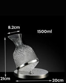 Copo Decantador Rotativo 360º de Vidro Cristal 1,5L Aerador e Dispensador de Vinho