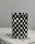 Copo de Vidro Xadrez 300ml Elegância para Suco Café e Drinks