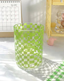 Copo de Vidro Xadrez 300ml Elegância para Suco Café e Drinks