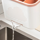 Escorredor Vazado Multifuncional Dupla Camada para Talheres e Utensílios