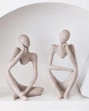 Escultura O Pensador Abstrato Cor Areia para Decoração de Sala e Escritório