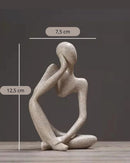 Escultura O Pensador Abstrato Cor Areia para Decoração de Sala e Escritório