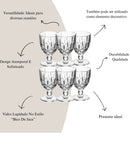Jogo de 6 Taças Diamante de Vidro para Água Drinks e Vinhos