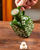 Pote de Óleo de Cerâmica 250 ml com Tampa de Madeira e Alça