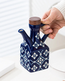 Pote de Óleo de Cerâmica 250 ml com Tampa de Madeira e Alça