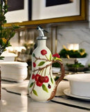 Pote de Tempero em Cerâmica com Relevo de Cereja Utensílios de Cozinha