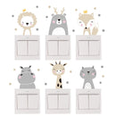 Adesivos decorativos infantis para interruptor e tomadas - Animais Fofinhos - Kit com 6
