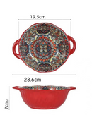Tigela de Sopa de Cerâmica Boêmio com Alça Para Sopa Ramen e Saladas