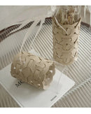 Vaso de Vidro com Couro Trançado Decoração Moderna para Sala ou Mesa