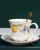 Xícara de Café em Cerâmica com Estampa de Limão Siciliano com 3 peças