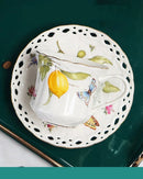 Xícara de Café em Cerâmica com Estampa de Limão Siciliano com 3 peças